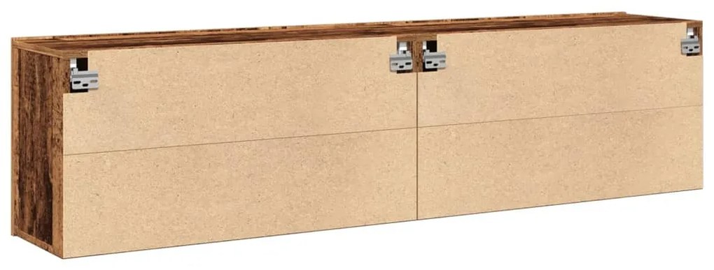 2 db antik fa színű falra szerelhető TV-szekrény 80 x 30 x 41cm
