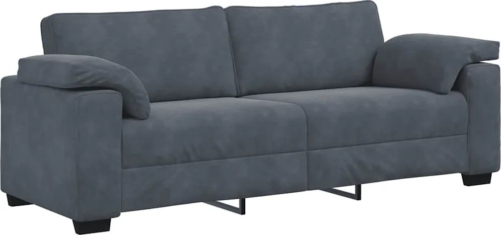 vidaXL 3 személyes sötétszürke bársony kanapé 220x77x82 cm