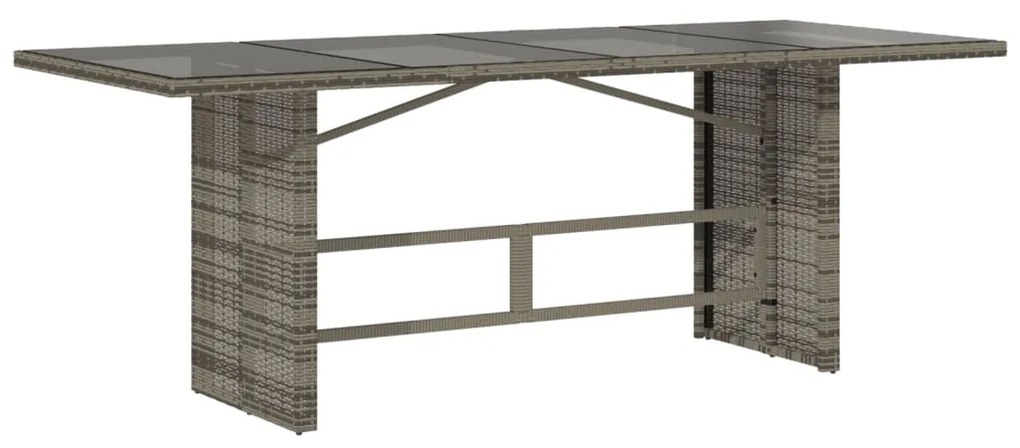 vidaXL szürke polyrattan üveglapos kerti asztal 190 x 80 x 75 cm