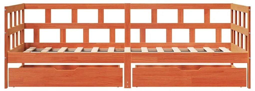 vidaXL viaszbarna tömör fenyőfa kanapéágy fiókkal 80 x 200 cm