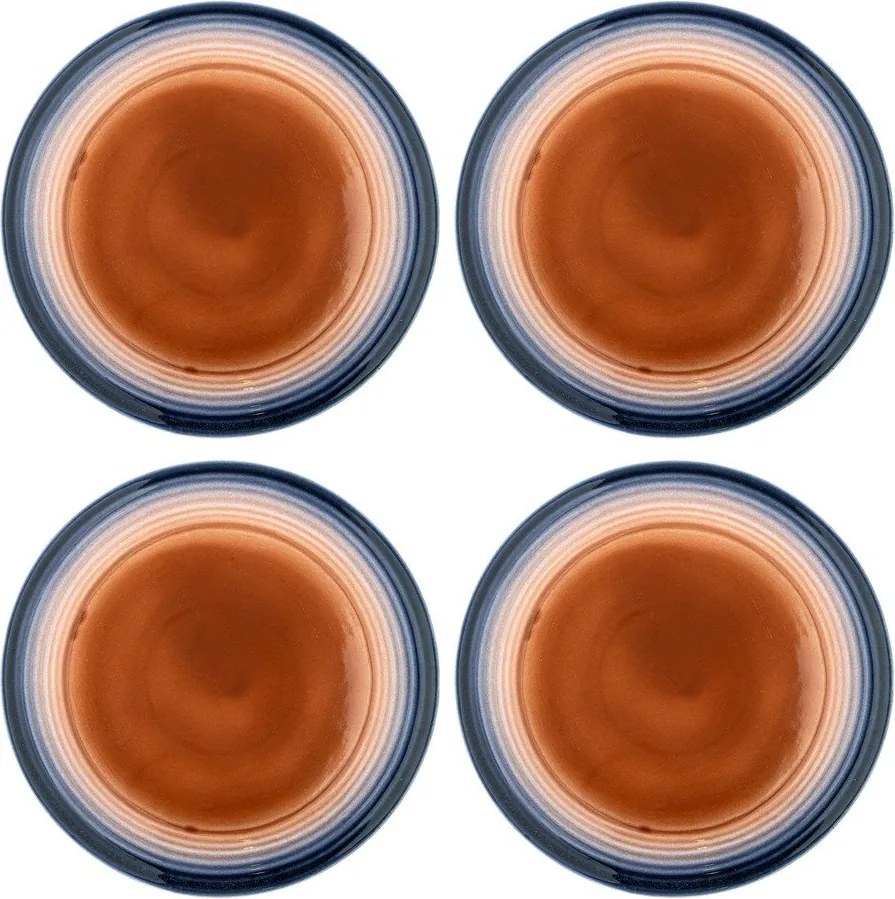 Kék-narancssárga kőedény tányér készlet 4 db-os ø 27 cm Tatum – Bloomingville