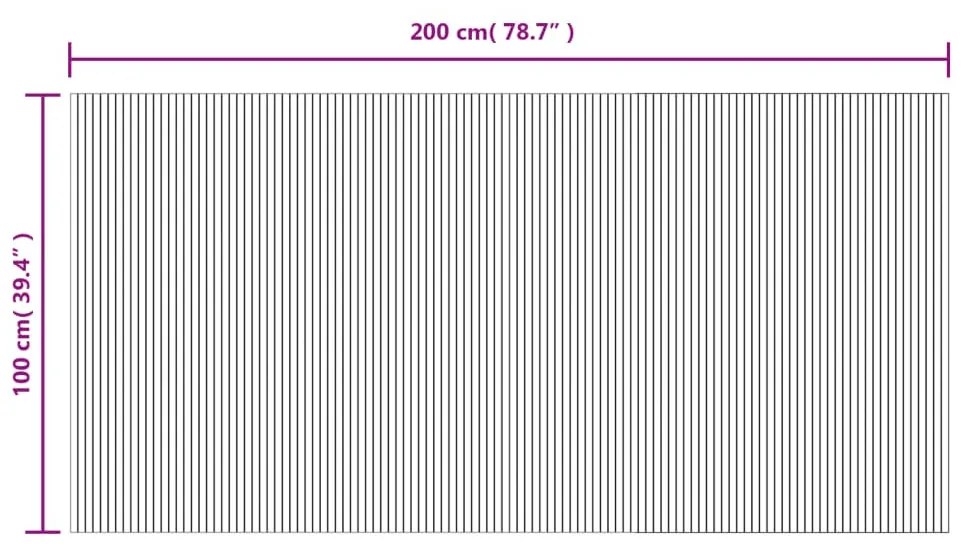 négyszögletű sötétbarna bambusz szőnyeg 100 x 200 cm