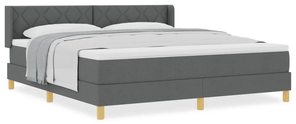 Boxspring ágy matraccal, sötétszürke színben, 180 x 200 cm, szövet.