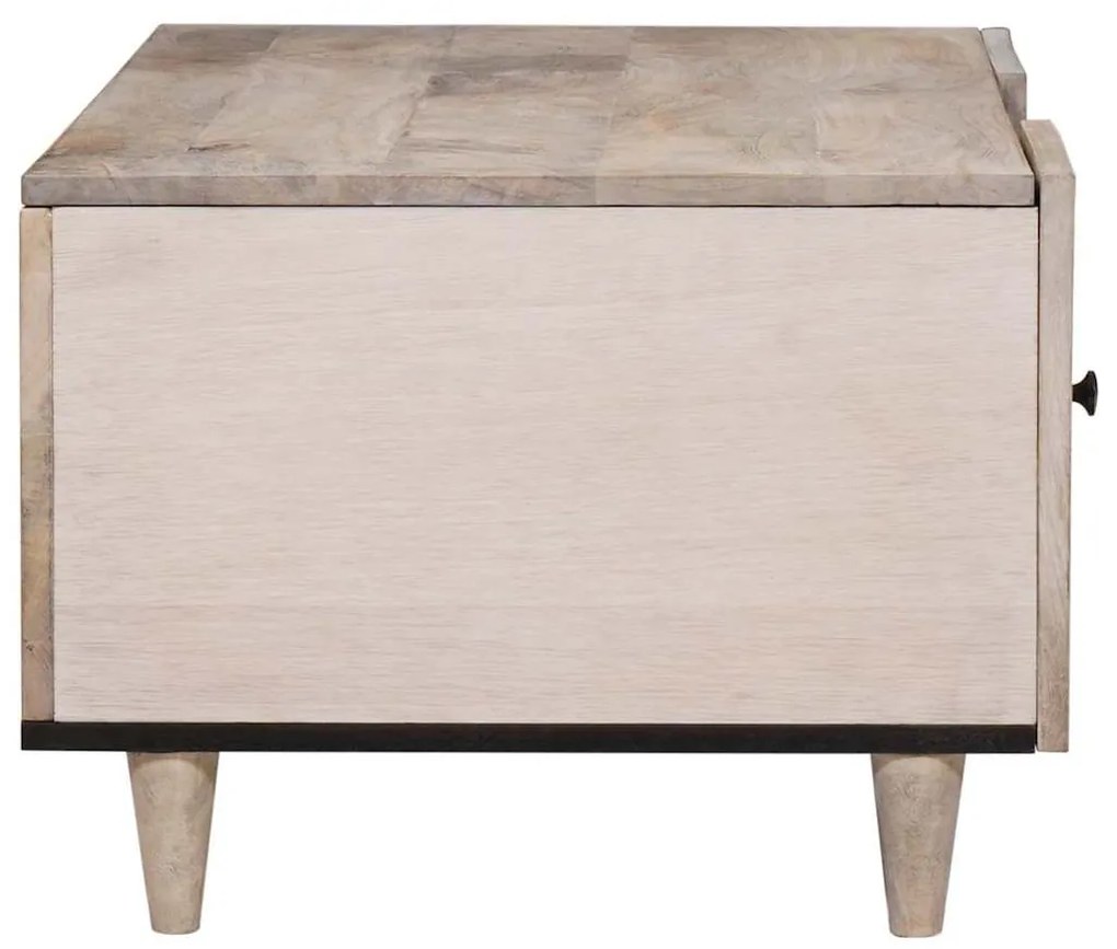Dohányzóasztal polcokkal Bézs 100 x 54 x 40 cm tömör mangófa
