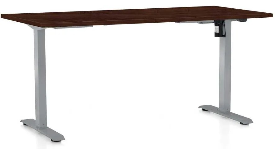 OfficeTech A állítható magasságú asztal, 160 x 80 cm, szürke alap, wenge