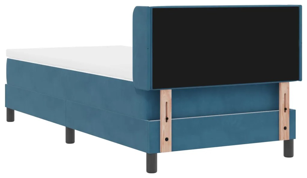 Boxspring Ágy Matrac nélkül Sötétkék 90x190 cm Bársony