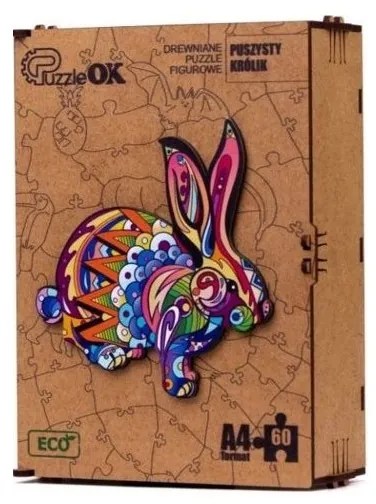 3D kézzel készített fa puzzle - Nyuszi A4