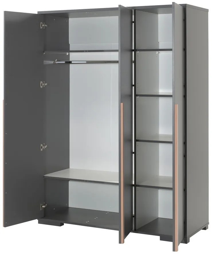 Sötétszürke gyerek ruhásszekrény 146x195 cm London – Vipack