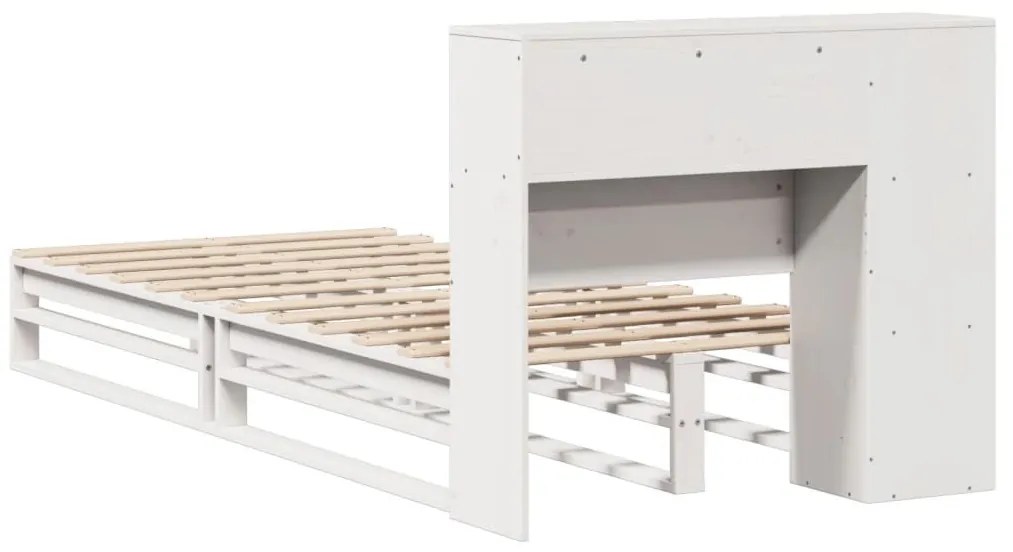 fehér tömör fa könyvespolcos ágy matrac nélkül 100 x 200 cm