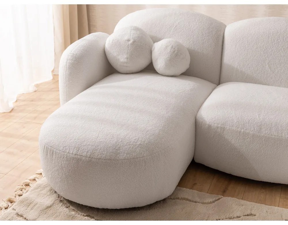 Krémszínű buklé sarokkanapé (U alakú) Orbit – Ropez