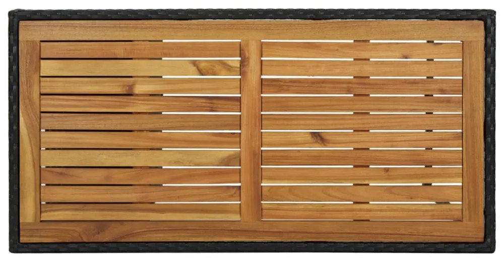 fekete polyrattan bárasztal tárolópolccal 120 x 60 x 110 cm