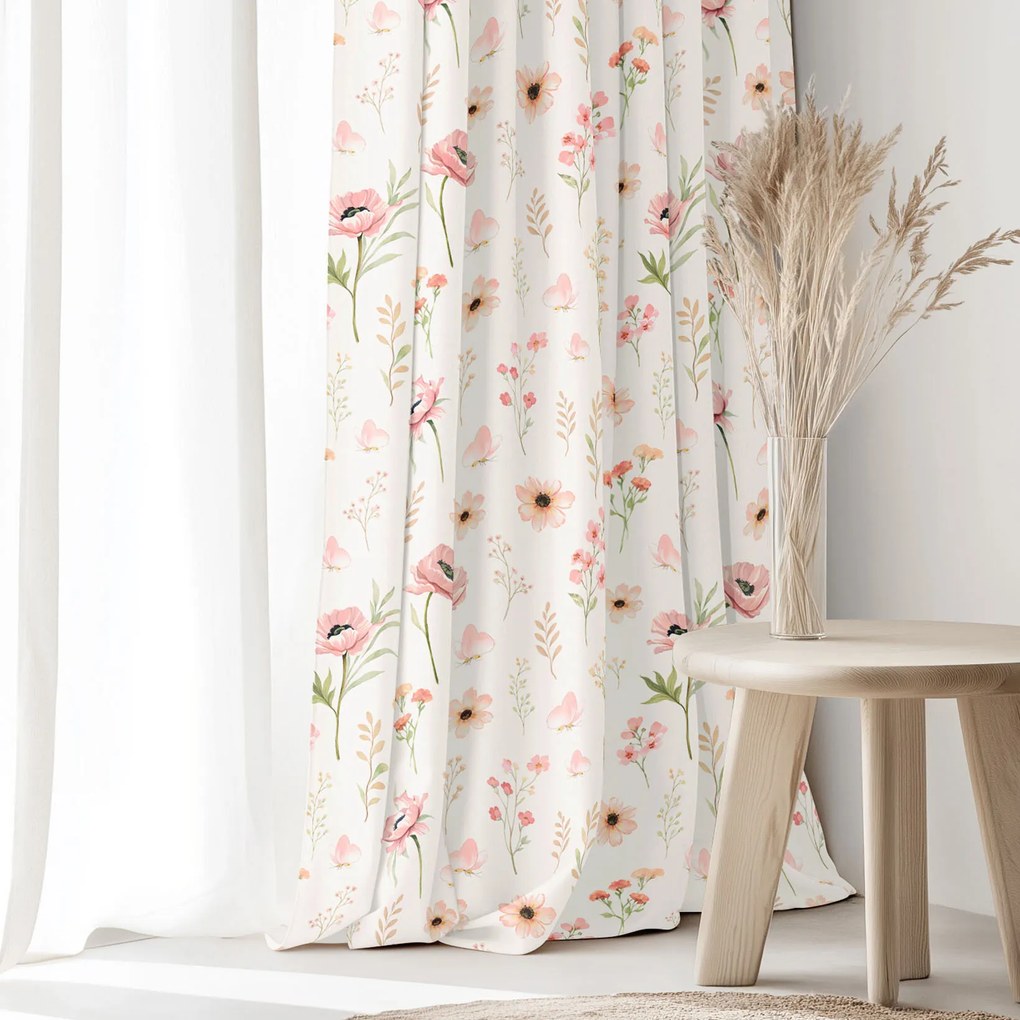 Goldea dekor függöny - rózsaszín virágok 200x150 cm