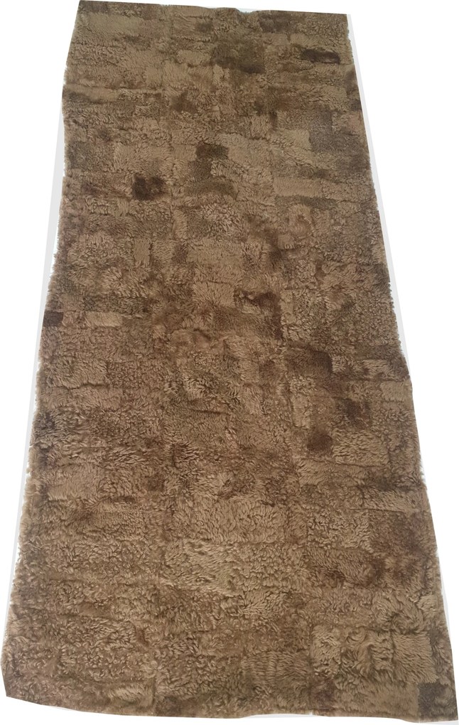 Patchwork ágytakaró báránybőrből barna kanapéra/ágyra 220x200 cm