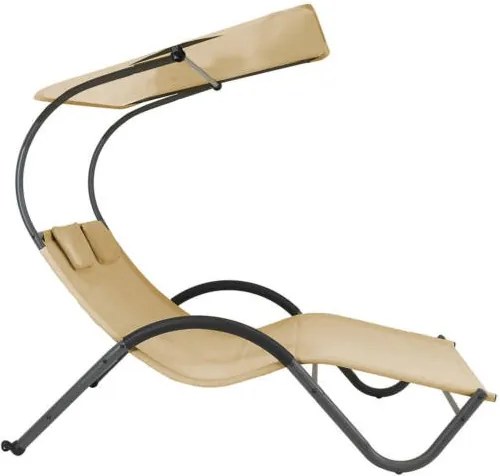 (INAKTIV, IMP) Prémium, döntött, kétszemélyes napozóágy, árnyékolóval - bézs