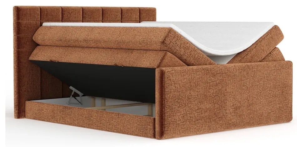 Narancssárga ágyneműtartós boxspring ágy 140x200 cm Ava – Maison de Rêve