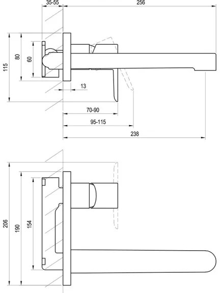 Ravak X070184 - PURI falba építhető mosdócsaptelep, fekete