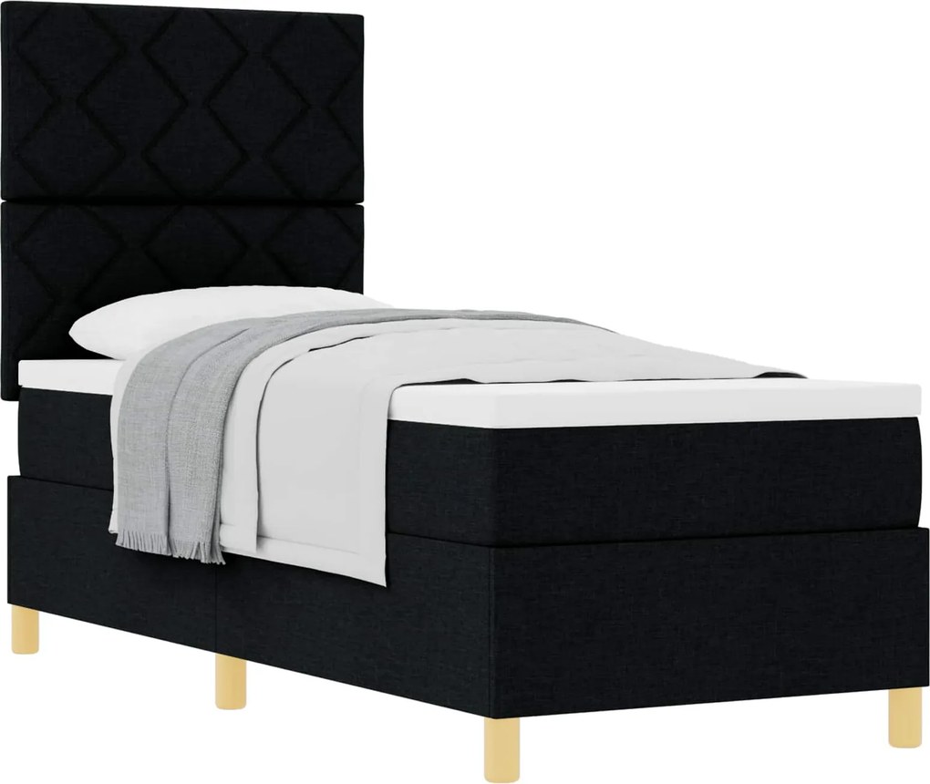vidaXL Boxrugós ágy matracmal fejtámlával Fekete 80 x 200 cm szövet