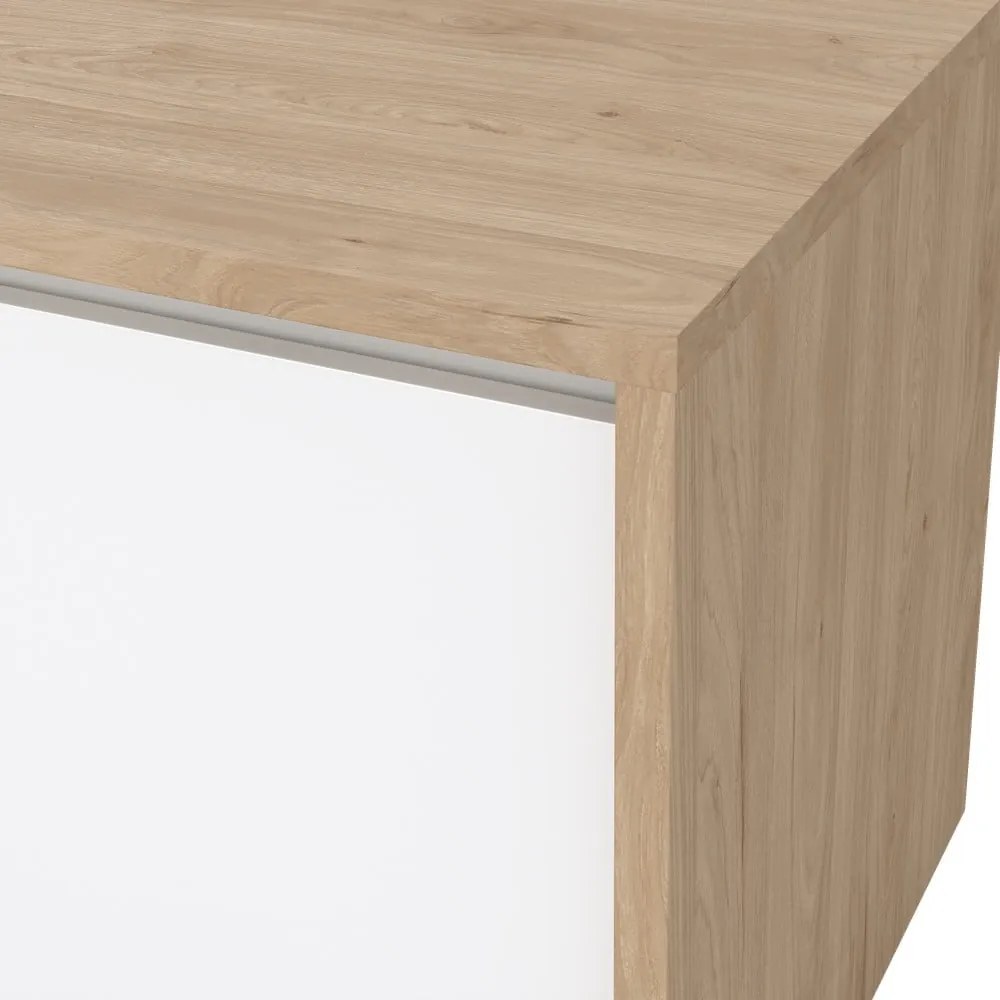 Fehér-natúr színű TV-állvány tölgyfa dekorral 179x52x48 cm Next – Tvilum