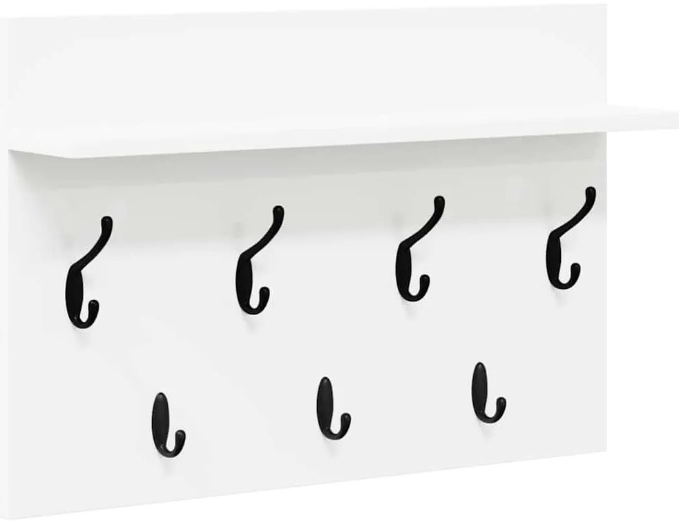 Fali Kabáthorog polcokkal Fehér 60 x 40 x 12 cm Faanyag