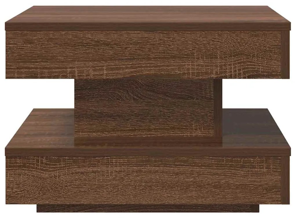barna tölgy dohányzóasztal 360 fokban forgatható 50x50x34,5 cm