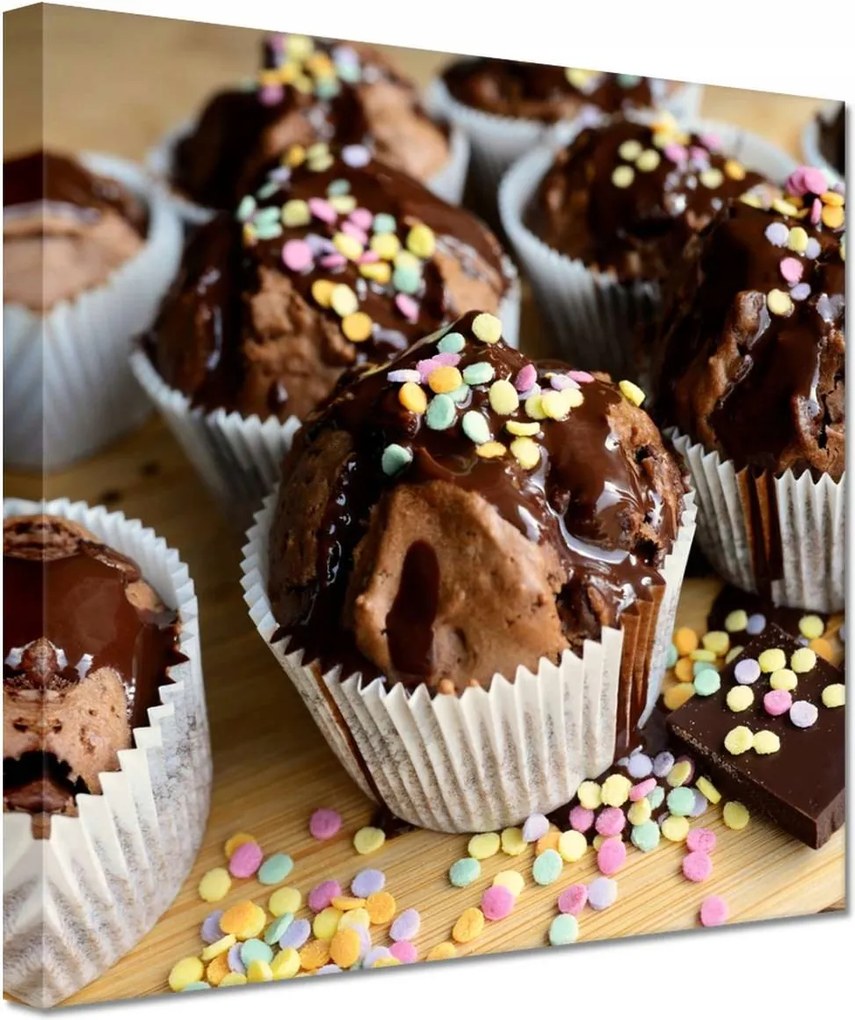 Vászonkép 20x20 Csokoládés muffin nutellával