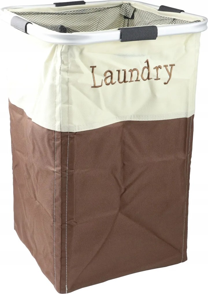 Szabadonálló szennyestartó kosár prymus háztartási 80l barna és bézs árnyalatok