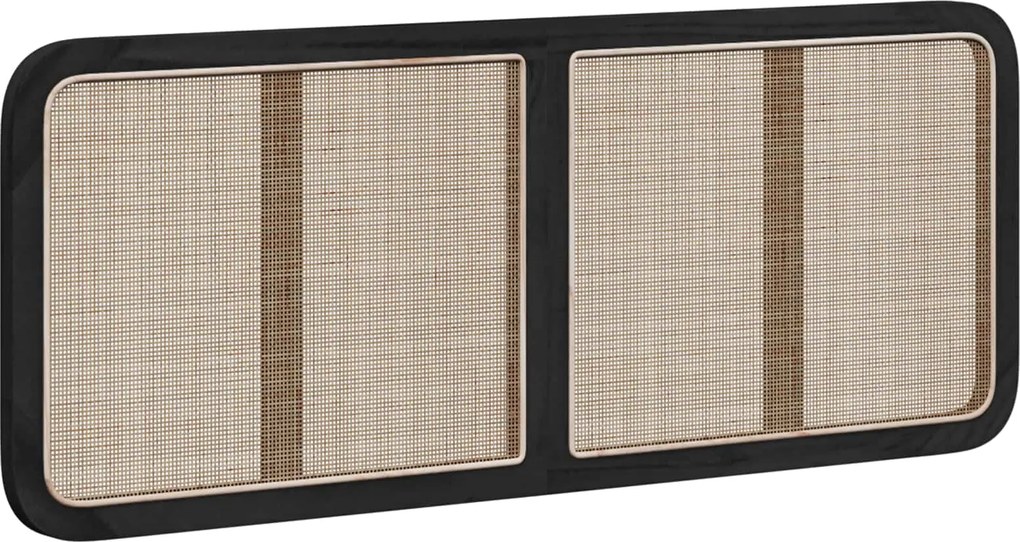 vidaXL Fejtámla fejtámlával Fekete 140 x 55 x 3 cm Rattan