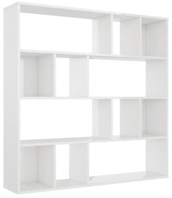 Magasfényű fehér forgácslap térelválasztó|szekrény 110x24x110
