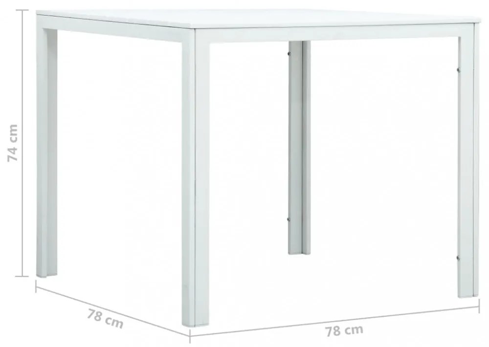 fehér fautánzatú HDPE dohányzóasztal 78 x 78 x 74 cm