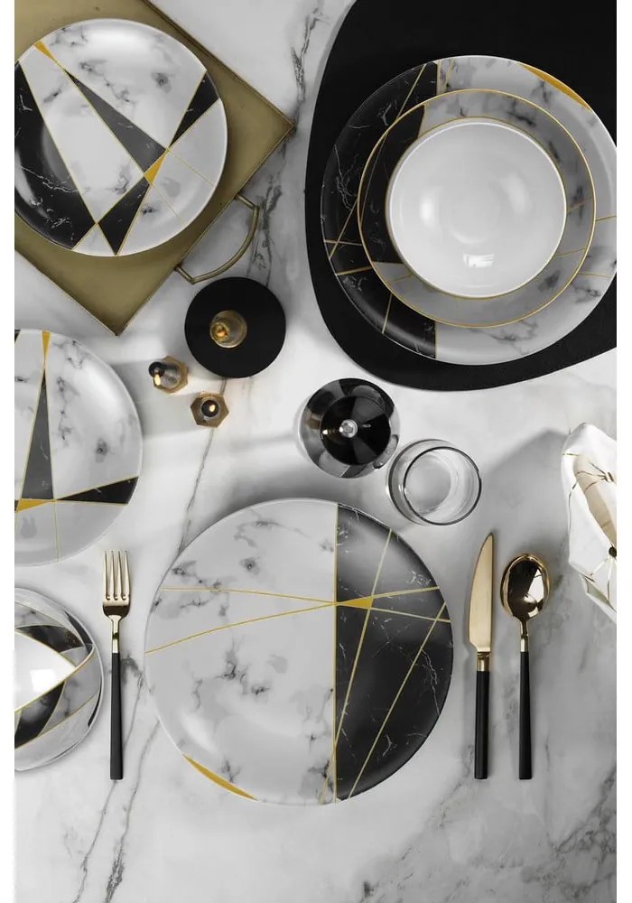 Black&White 24 db-os porcelán étkészlet - Kütahya Porselen