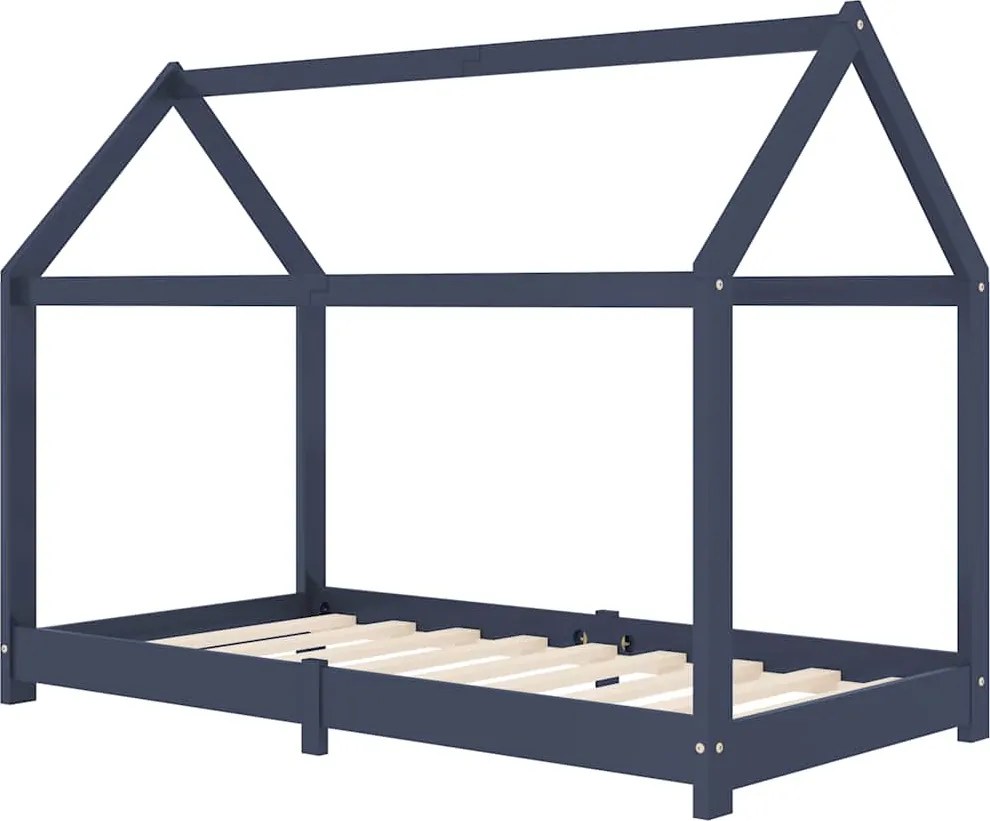 vidaXL szürke tömör fenyőfa gyerekágy-keret 70 x 140 cm