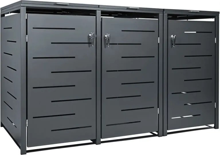 STILISTA Szekrény 3 szemeteshez 196 x 80 x 116 cm antracit