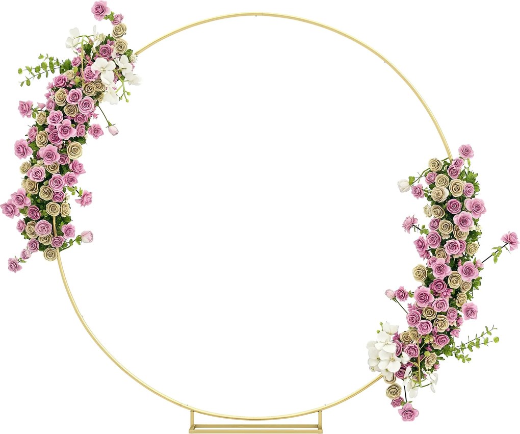 Outsunny Kerek Fém Kerti Ív Rózsákhoz, Esküvői Ív Porfestett, Időjárásálló Felülettel, Mászó Növények Díszítéséhez, Terasz 230x28x234 cm Arany | Aosom