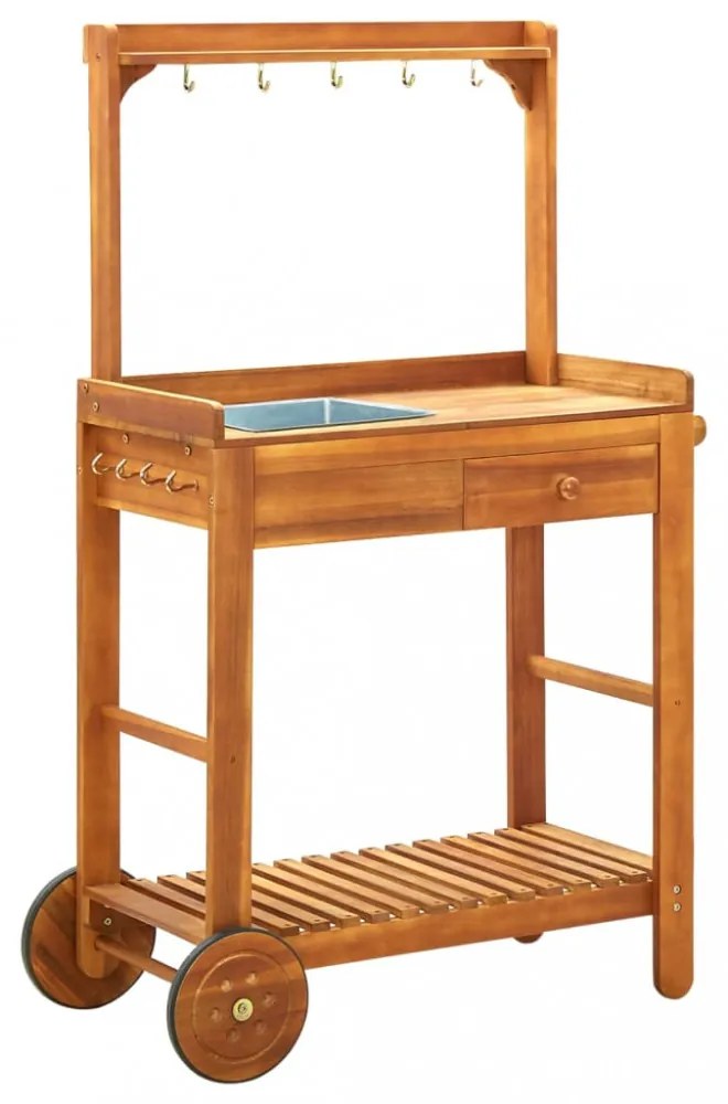 tömör akácfa kerti zsúrkocsi 92 x 43,5 x 141,5 cm