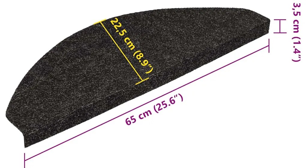 15 db antracitszürke öntapadó lépcsőszőnyeg 65x22,5x3,5 cm