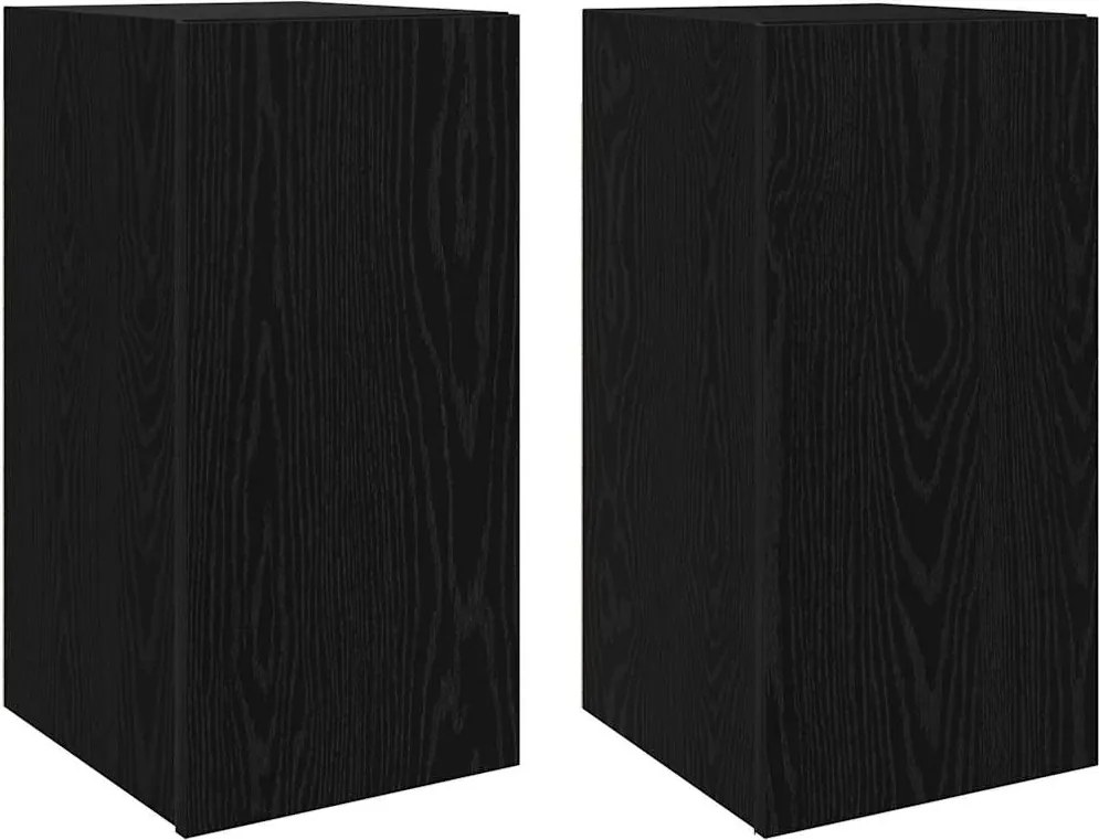 vidaXL Fali TV Szekrény 2 pcs Fekete tölgy 30,5 x 30 x 60 cm Faanyag