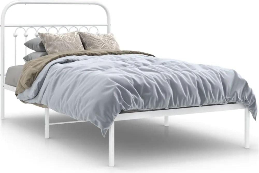 vidaXL fehér fém ágykeret fejtámlával 100x190 cm