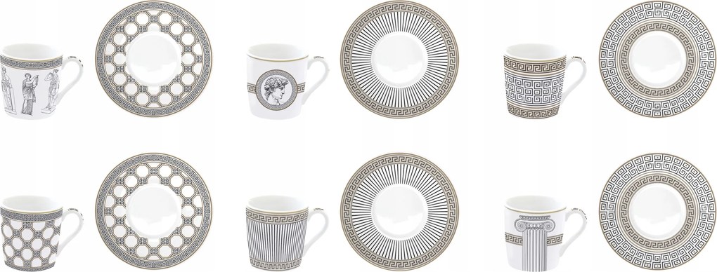 Hatszemélyes bögre szett Versace motívum olasz fehér ajándék