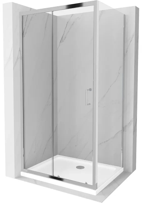 Mexen Apia tolózuhany 140 x 90 cm, 5 mm-es üveg, króm profil-átlátszó üveg + vékony zuhanytálca 5 cm, 840-140-090-01-00-4010
