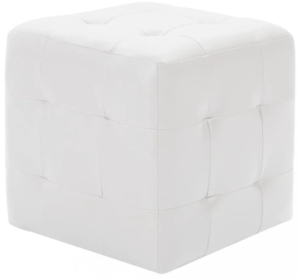 2 db fehér műbőr puff 30x30x30 cm