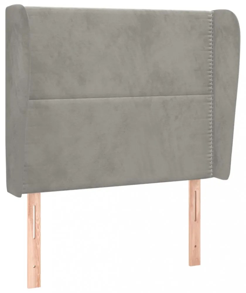világosszürke bársony fejtámla szárnyakkal 83 x 23 x 118/128 cm