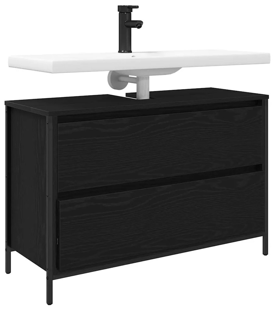 fekete tölgy fürdőszobai mosdószekrény fiókokkal 90x34,5x60 cm