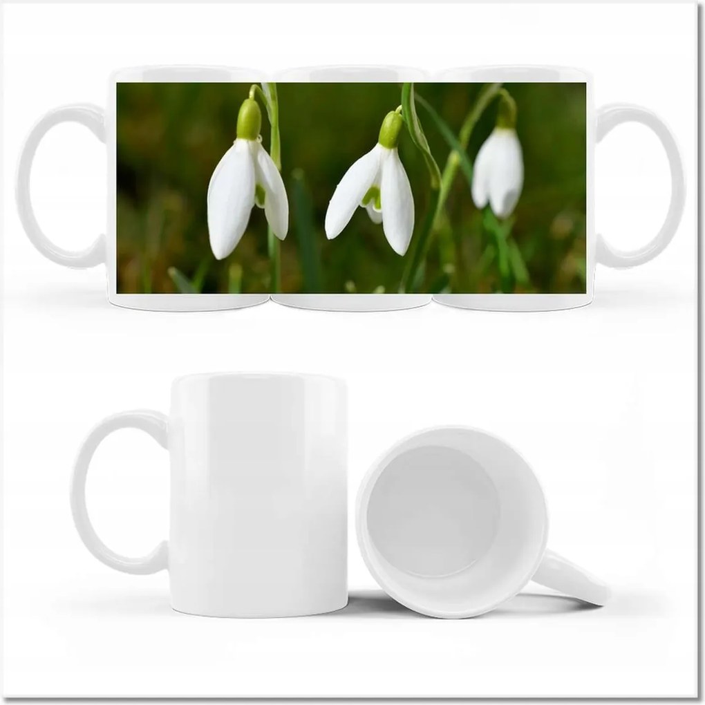 Nyomott mintás bögre Hóvirág Virágok