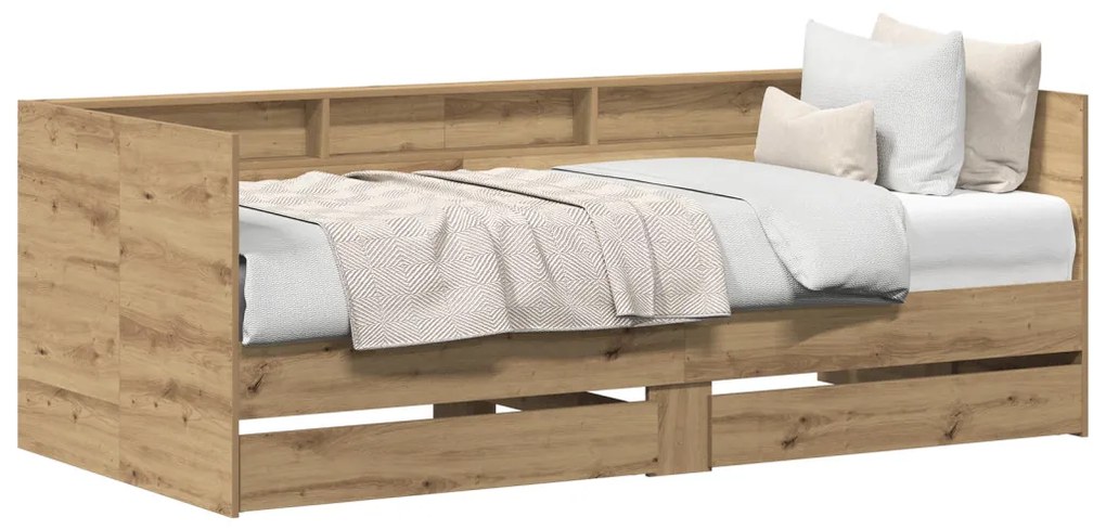 Nappali ágy fiókokkal Iparművészeti tölgy Rétegelt fa 75 x 190 cm