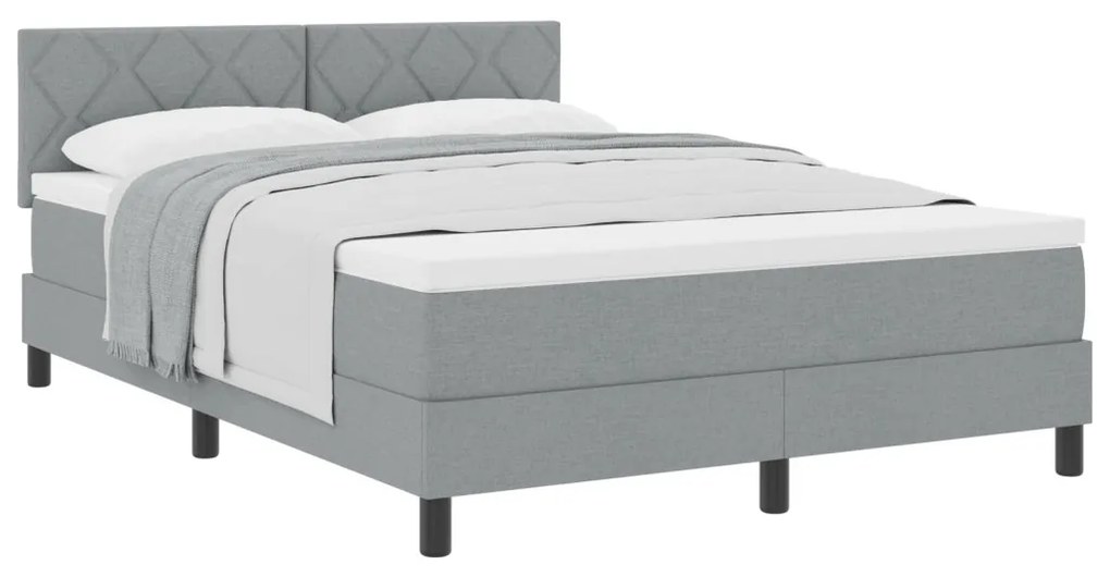 Boxspring Ágy Matraccal Világosszürke 140x190 cm Szövet