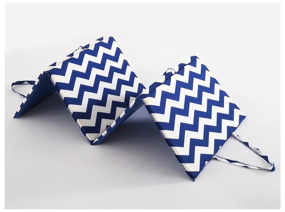 Fehér-kék kerti székpárna napozóágyra 49x137 cm Zig Zag – B.E.S.