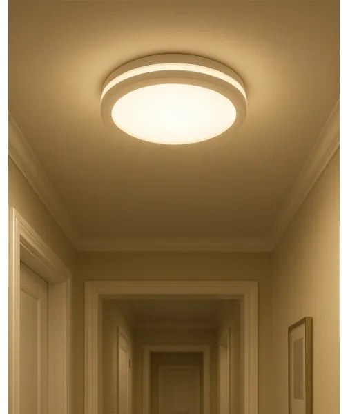 LED mennyezeti lámpa mozgásérzékelővel, 20W, 230V, 3000/4000/6500K, IP54, fehér