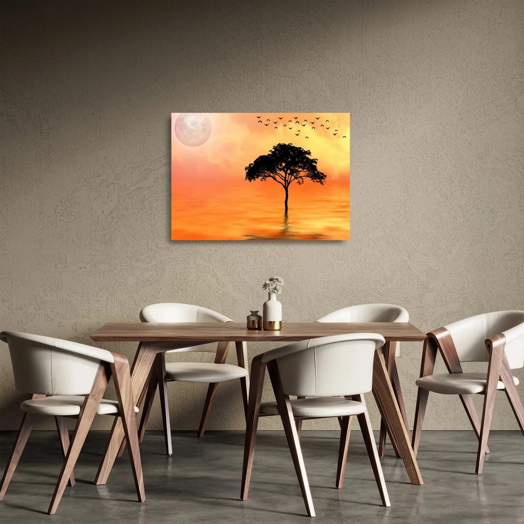 Kép egy fáról naplementekor (üvegen) (70x50 cm)