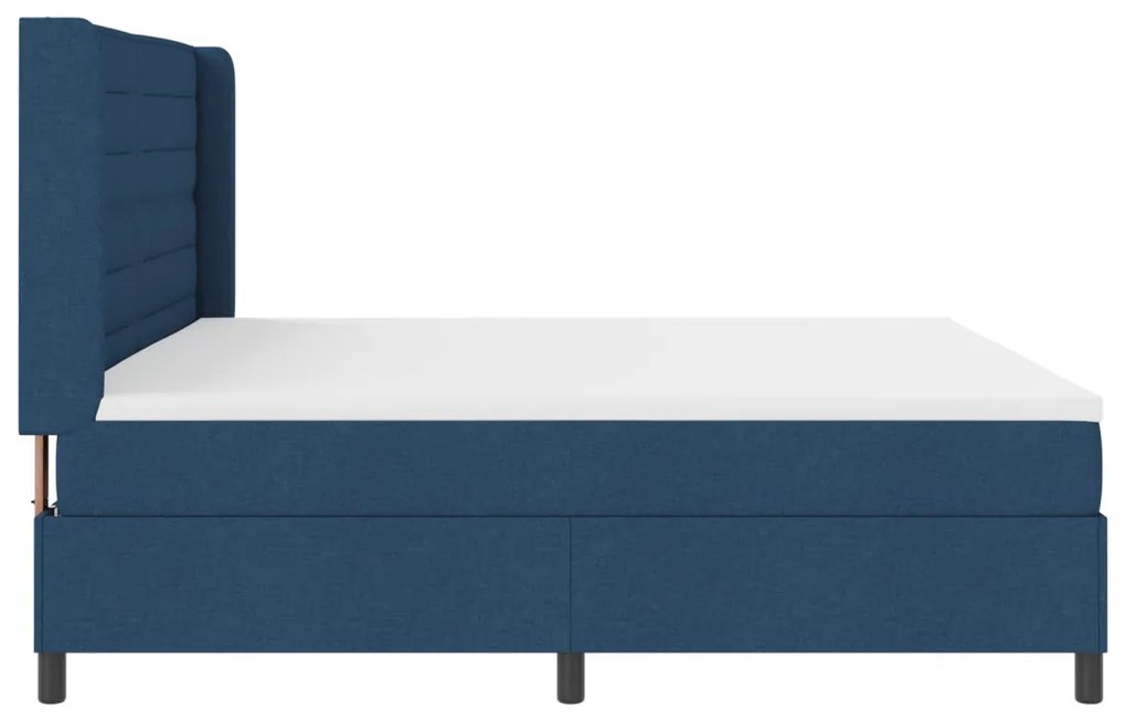 Boxspring Ágy Matraccal Kék 200x200 cm Szövet