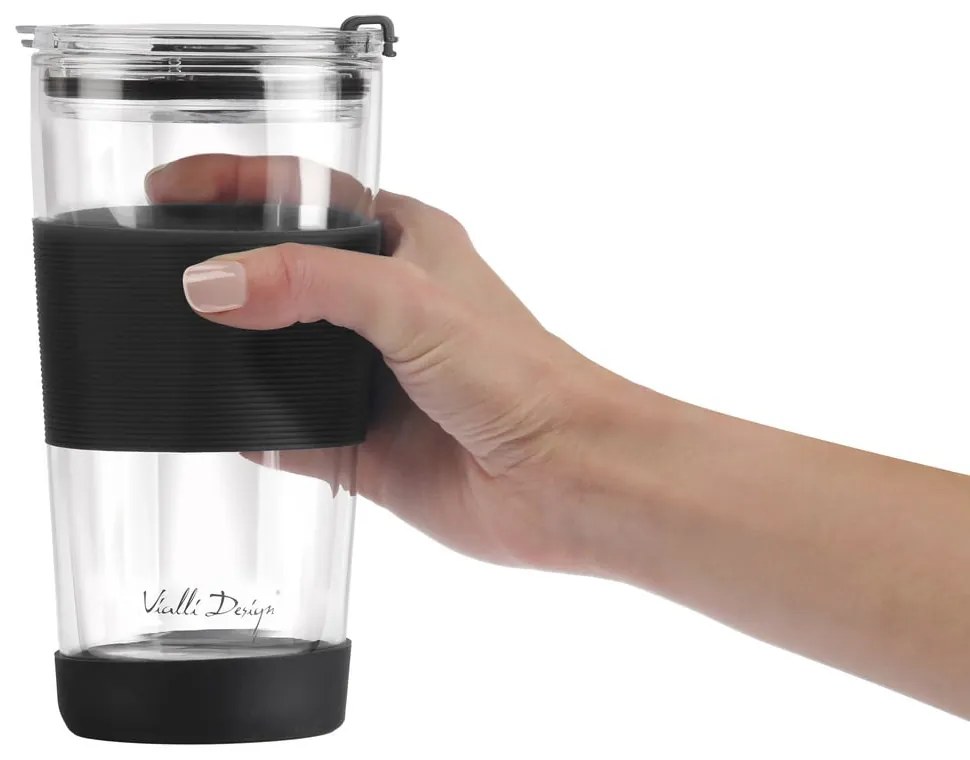 Fekete termobögre 600 ml Fuori – Vialli Design